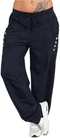 Kadınlar Casual Geniş Bacak Pantolon Baggy Düşük Bel İpli Kargo Pantolon Büyük Boy Düz Renk Cep Jogger Sweatpants